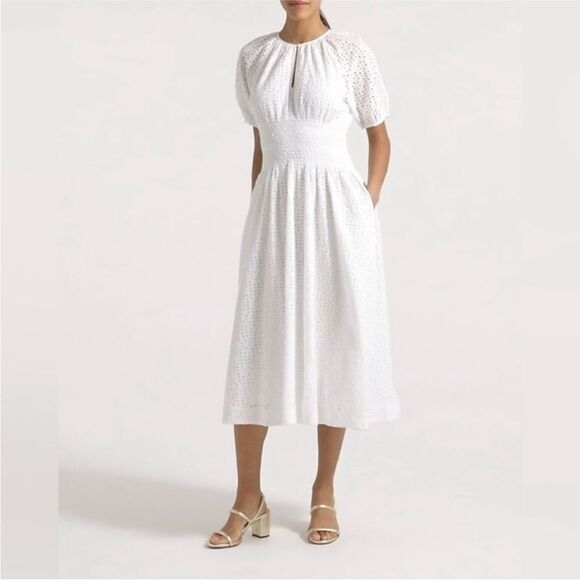 NWT J Crew Provence smocked-waist midi dress in eyelet white - Picture 4 of 8
